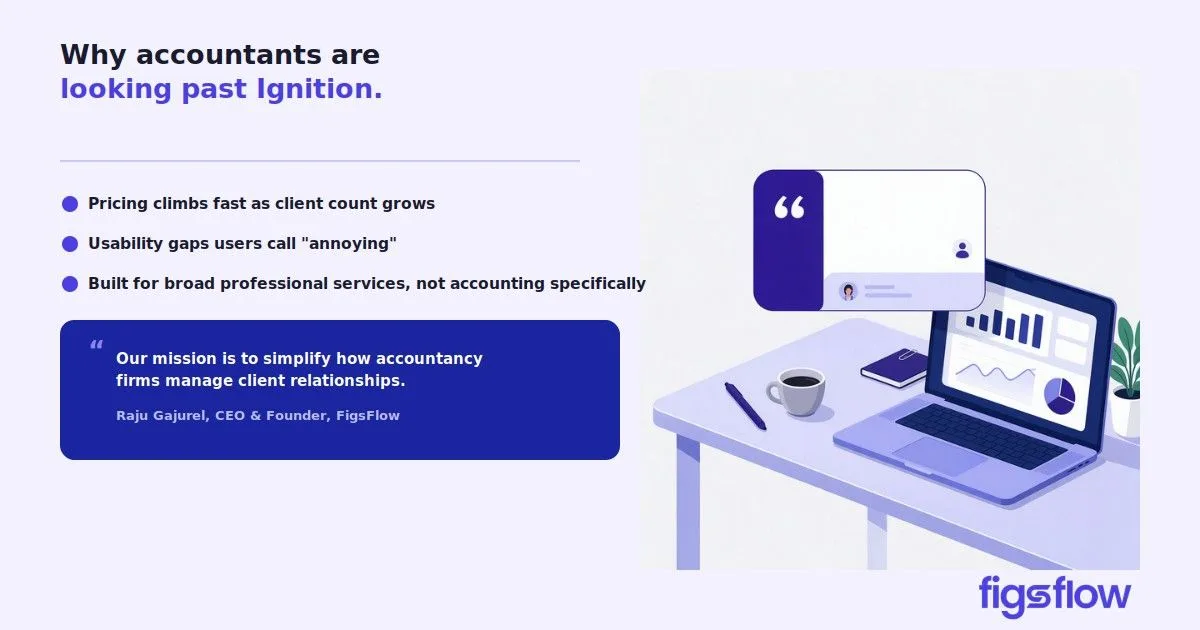 An illustration featuring a laptop and notes with text about accountancy services.