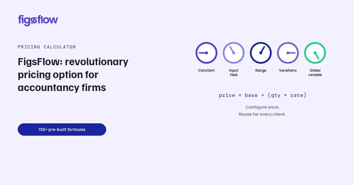A pricing calculator interface for accountancy firms.