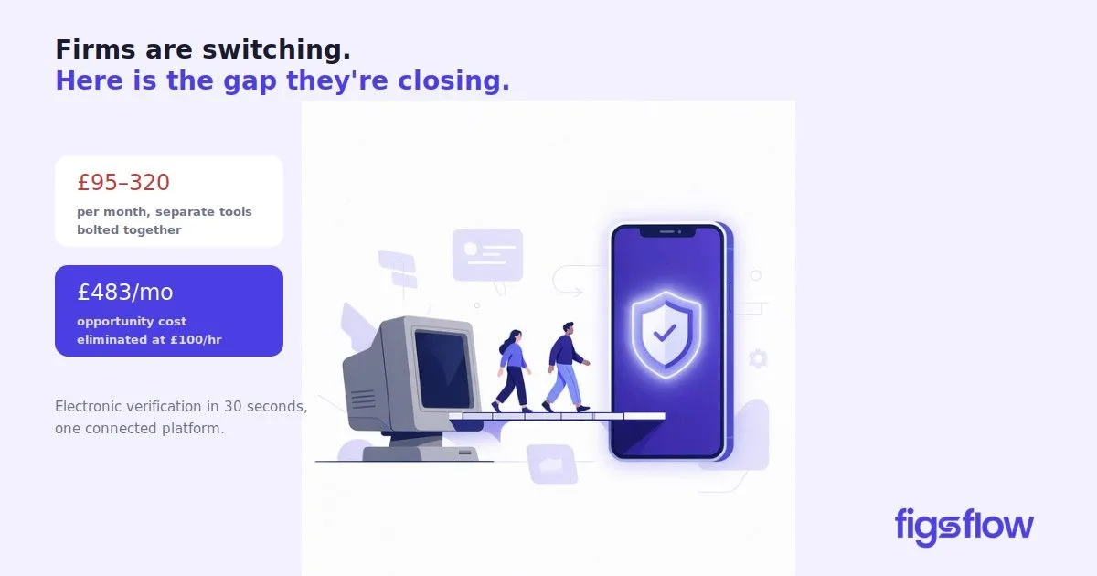 An illustration showing a computer and a smartphone with a shield symbol, depicting digital verification.