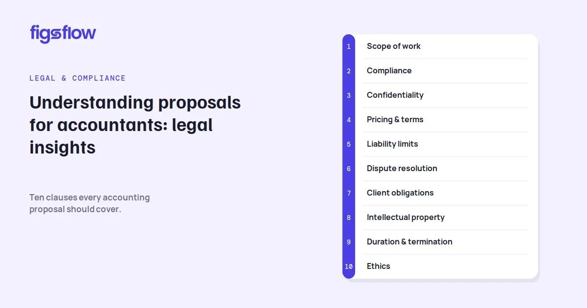 Accounting Proposal Legal Insights A list of ten clauses every accounting proposal should cover.