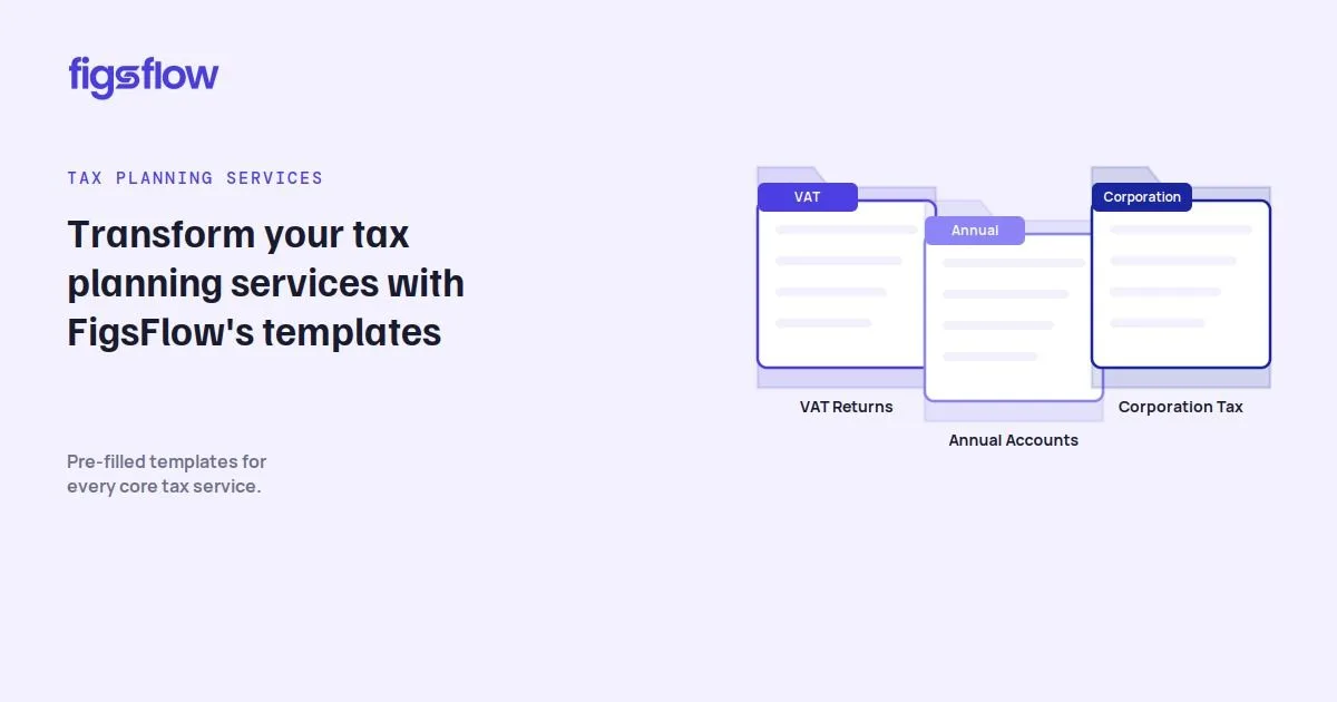 An advertisement for tax planning services with templates.