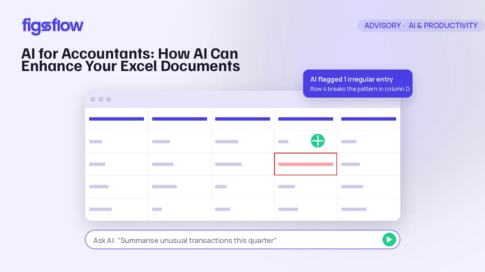 A screenshot showing an AI tool for identifying irregular entries in Excel documents.