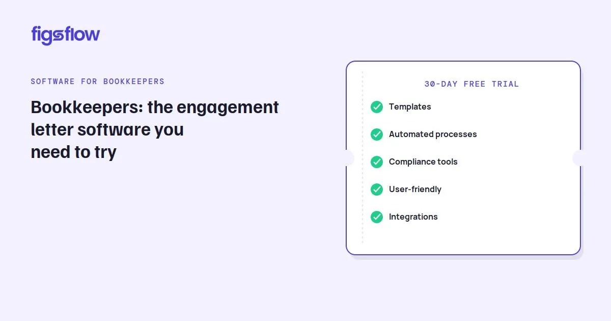 An advertisement for engagement letter software for bookkeepers.