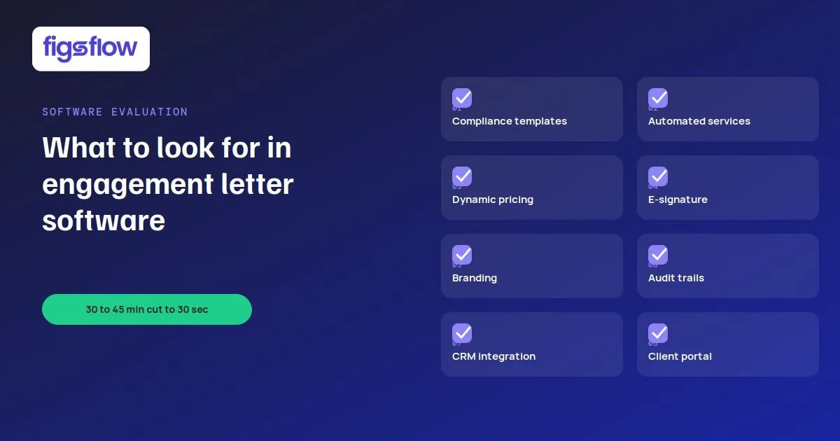A checklist for features to consider in engagement letter software