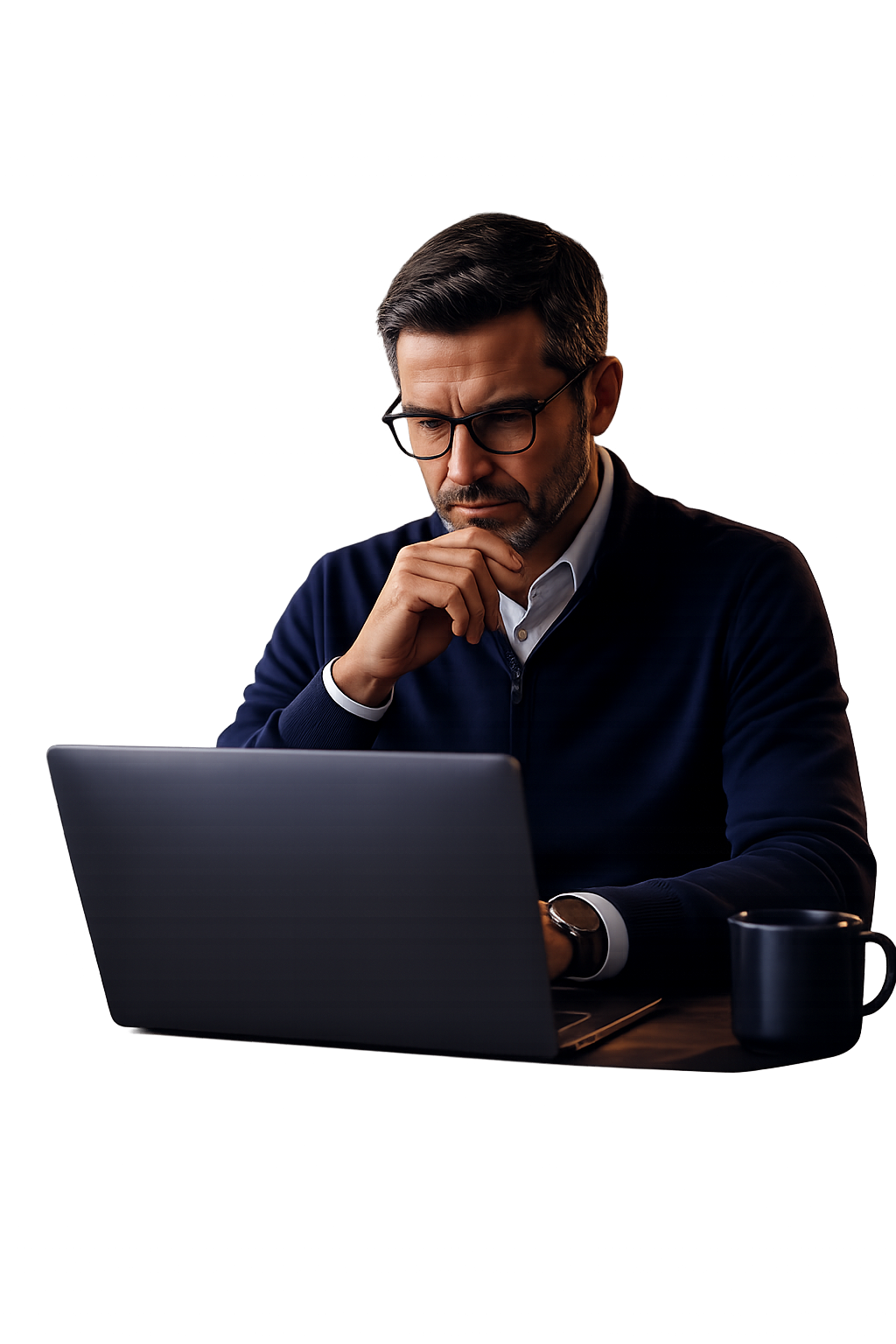A practice operations lead working through an integration on a laptop at a table