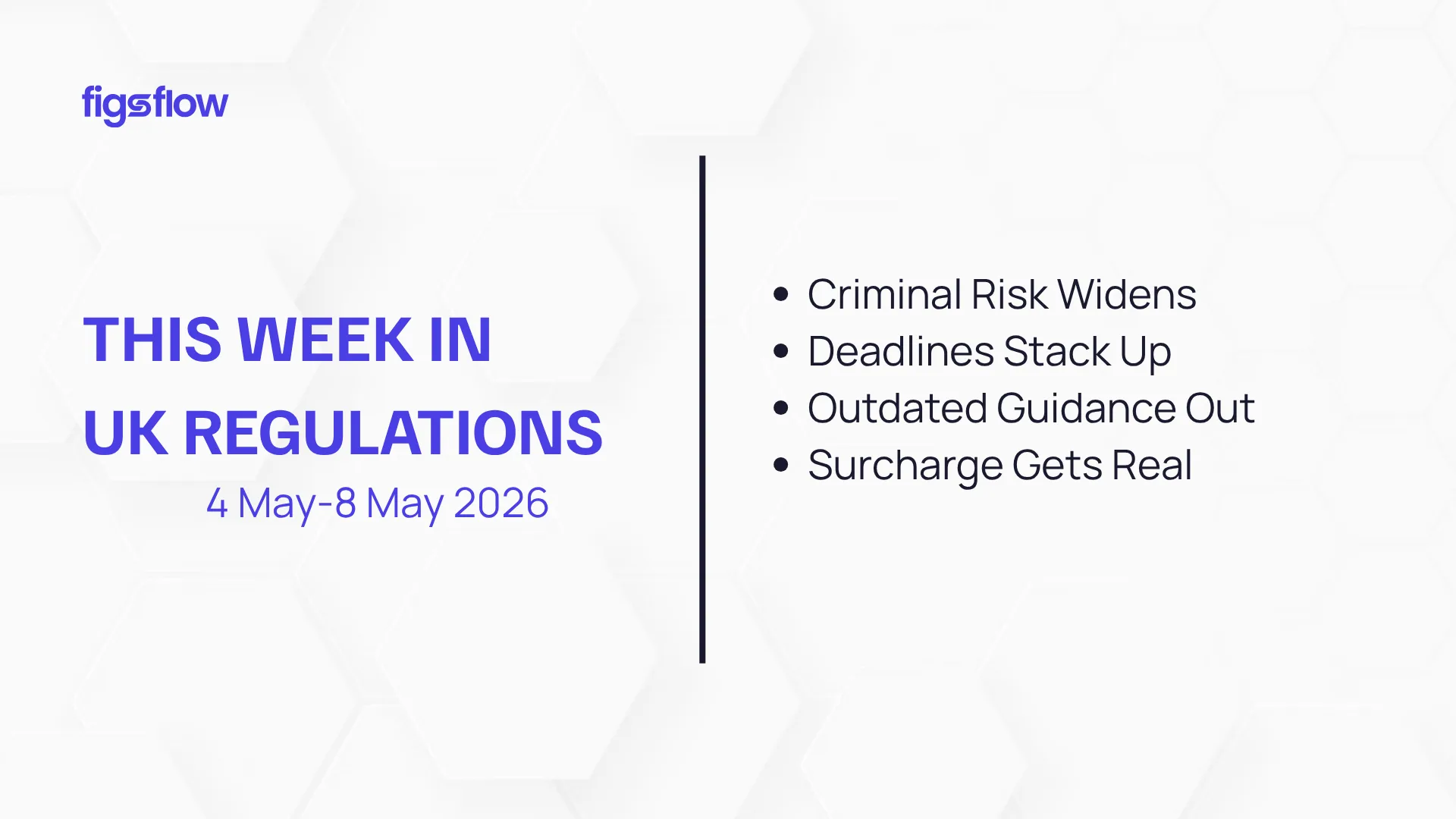 Overview of key topics in UK regulations for the week of May 4-8, 2026.